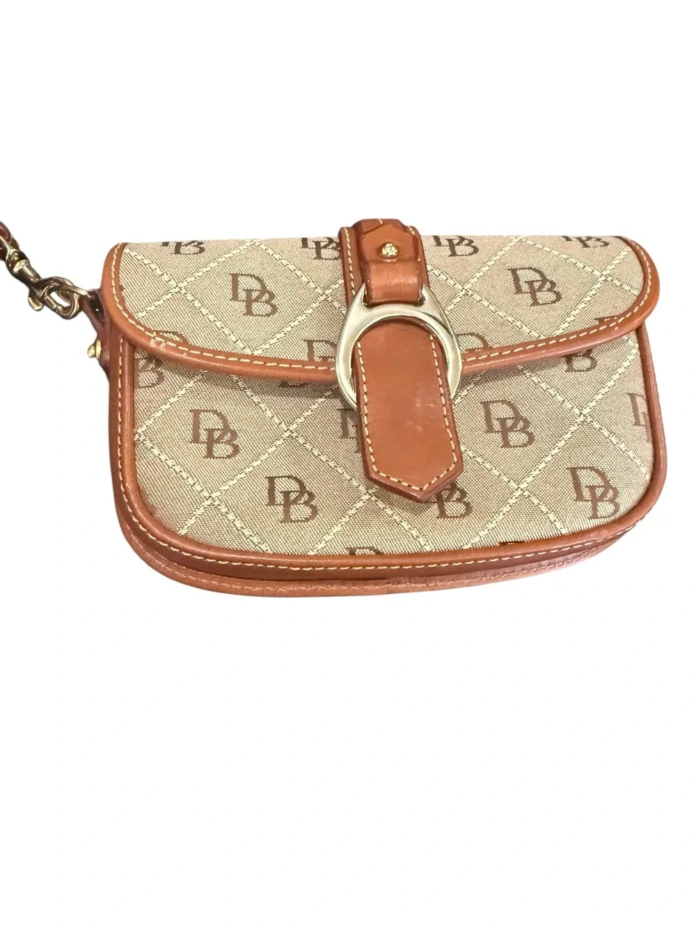 Dooney & Bourke Beige and Brown Monogram Wristlet